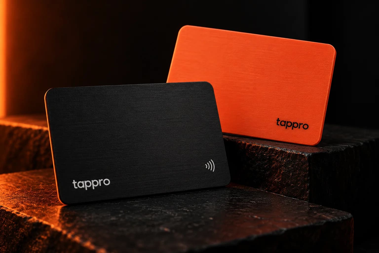 Cartes TapPro imprimées en 3D, noir et orange